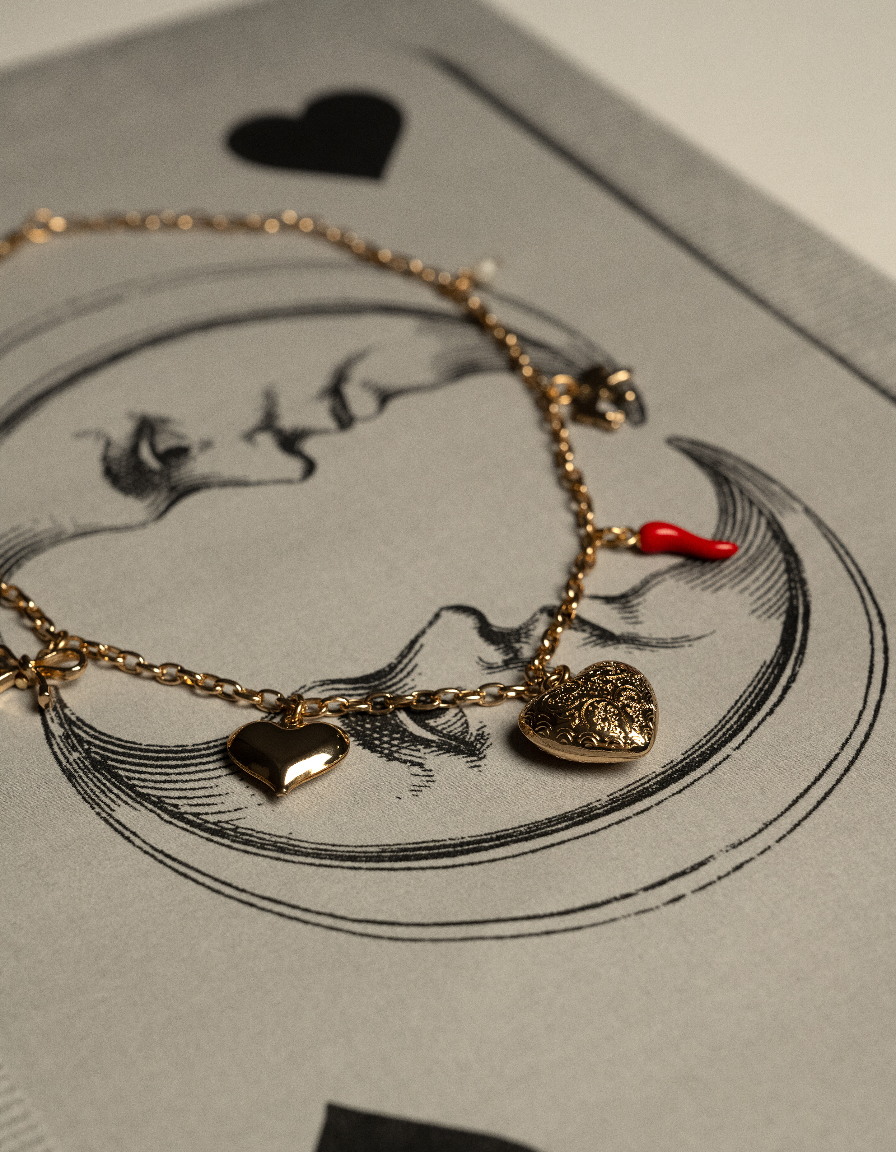 Heart Charm Ketting Goud SHOEBY ACCESSOIRES