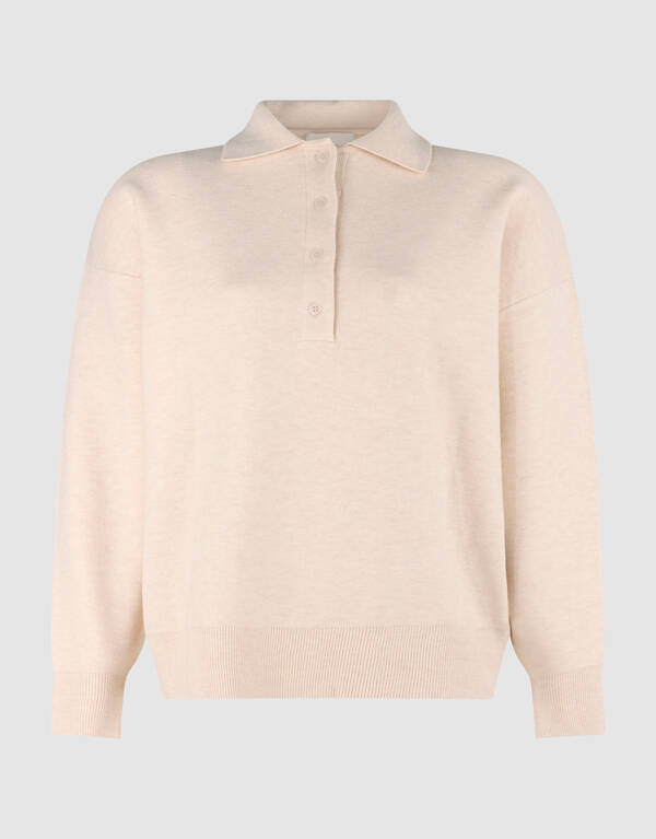 Oversized Polo Gebreide Trui Ecru SHOEBY WOMEN