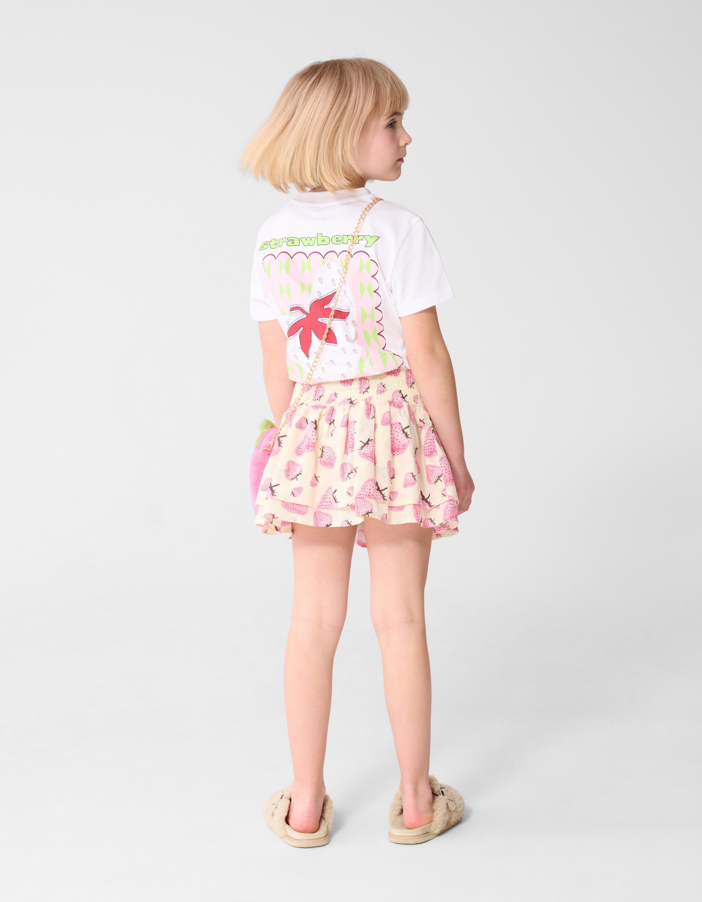Strawberry Print Mini Rok Gebroken Wit SHOEBY GIRLS