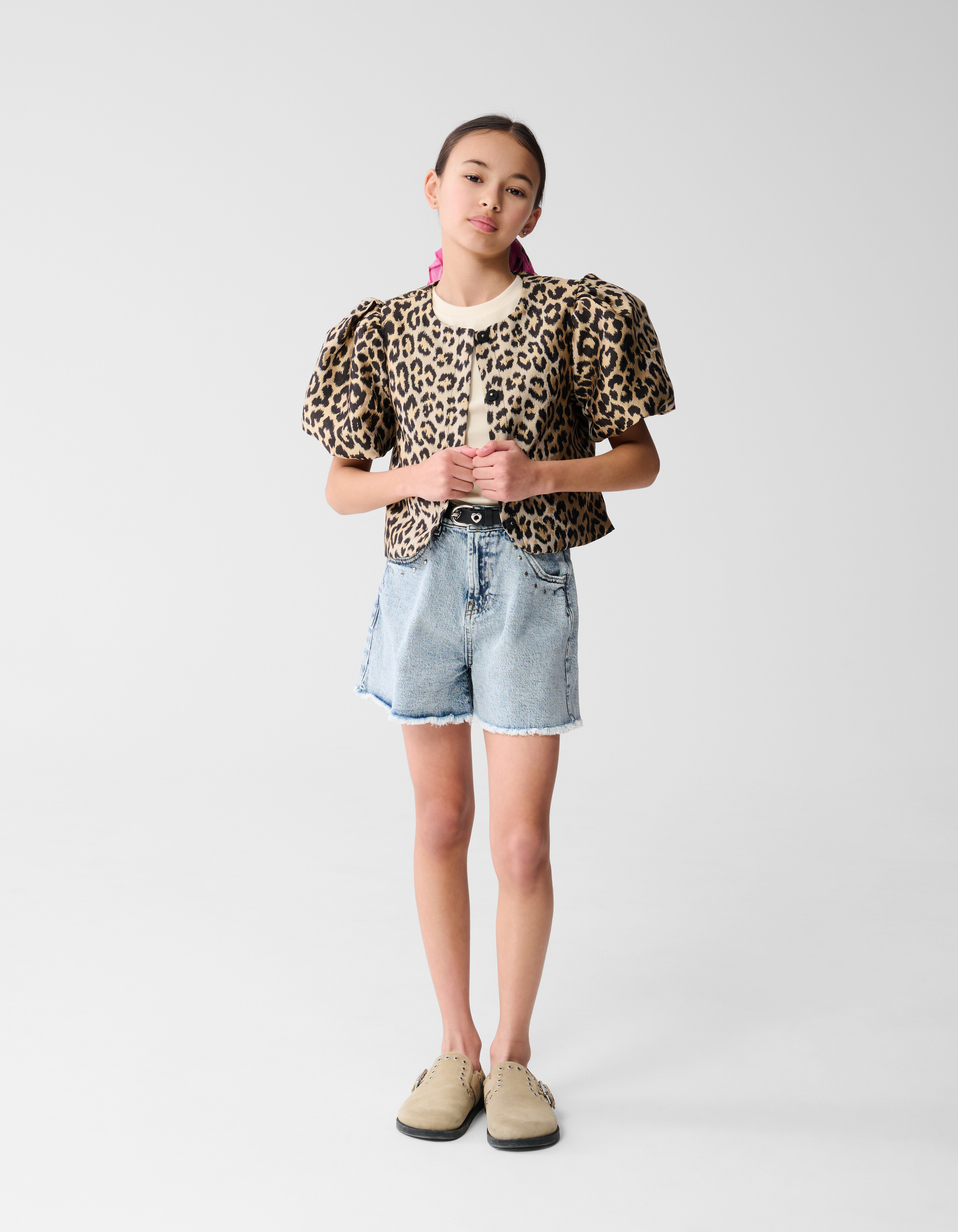 Leopard Pofmouwen Blazer Lichtbruin SHOEBY GIRLS