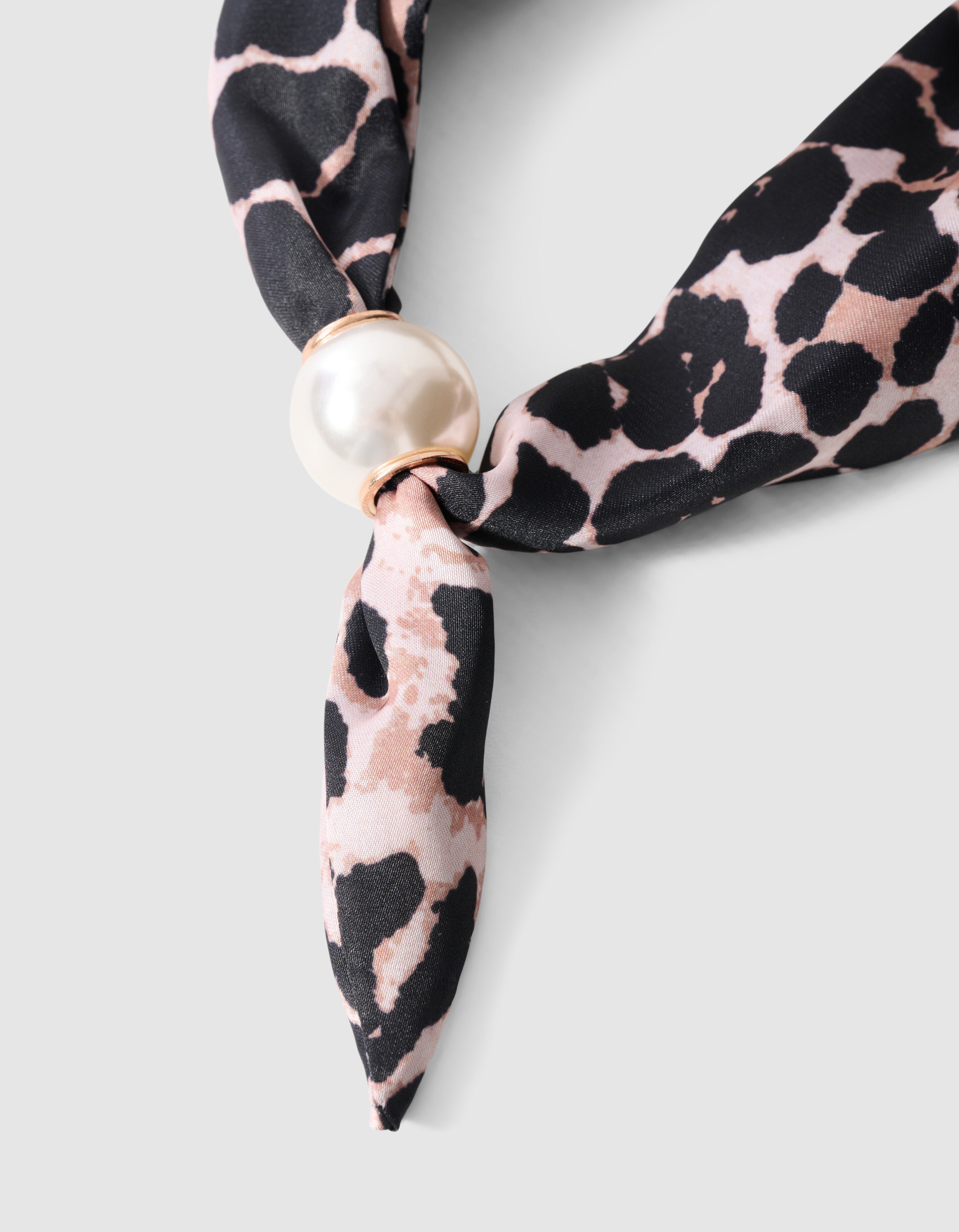 Pearl Leopard Sjaal Ketting Bruin SHOEBY ACCESSOIRES