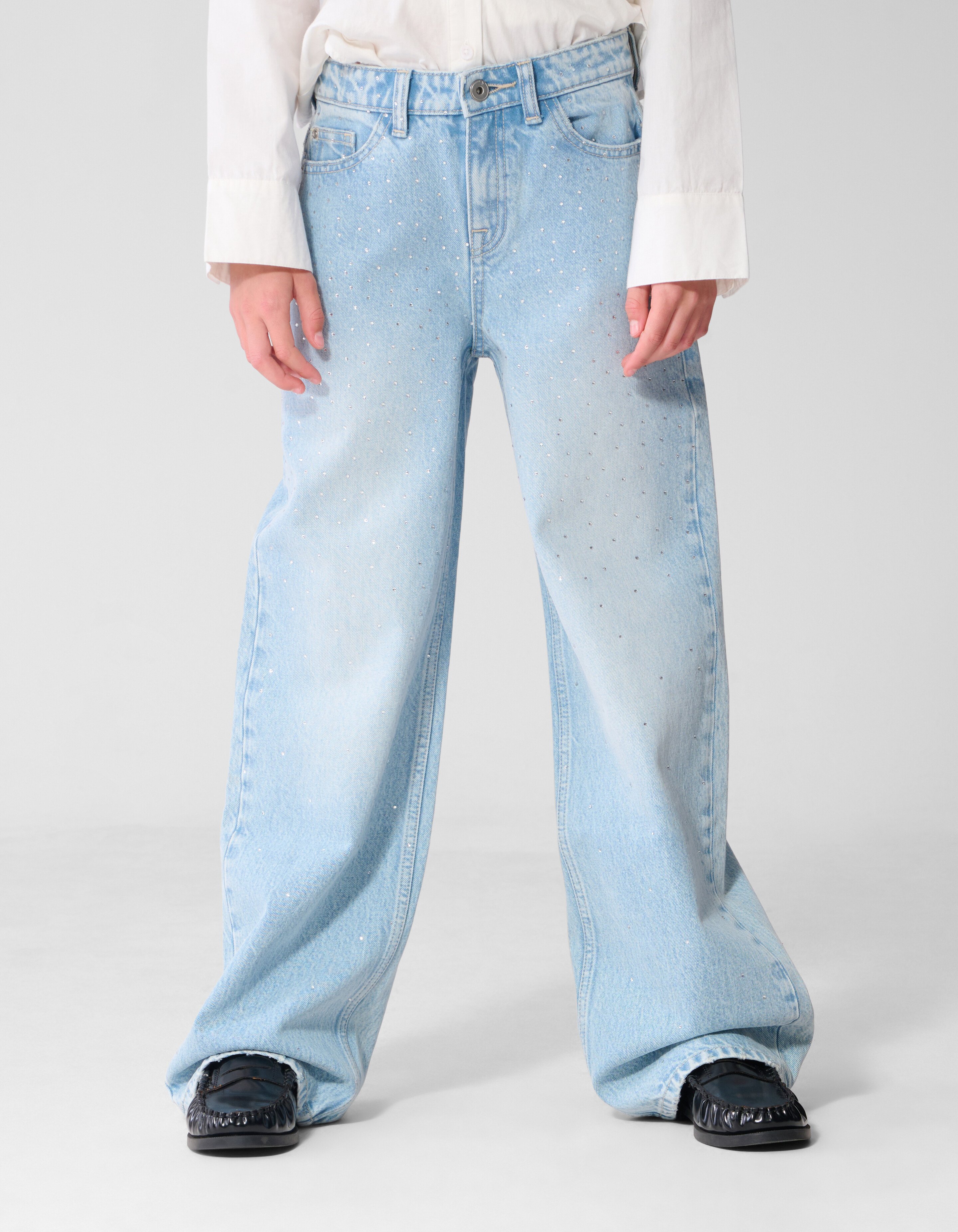 Strass Wide Leg Fit Jeans Blauw SHOEBY GIRLS