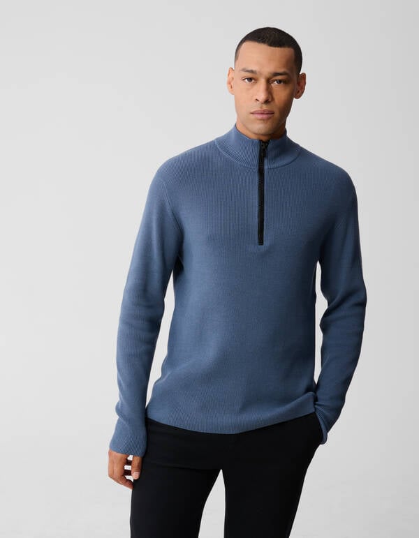 Half Zip Knit Trui Blauw SHOEBY MEN