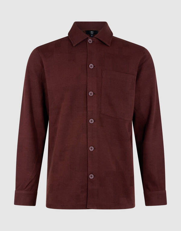 Ruiten Jacquard Overhemd Donkerrood SHOEBY MEN