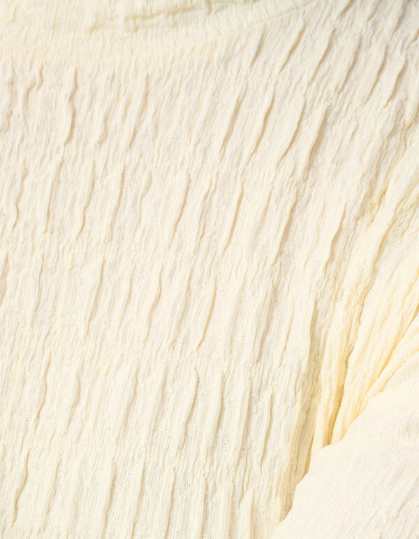 Structuur Longsleeve Top Gebroken Wit SHOEBY WOMEN