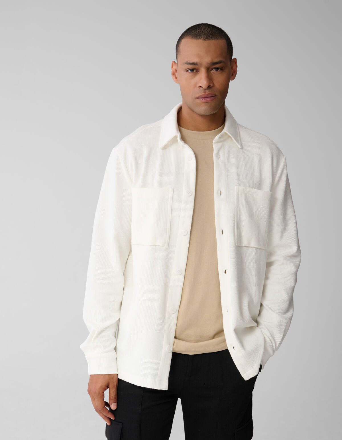 Block Jersey Overshirt Gebroken Wit SHOEBY MEN