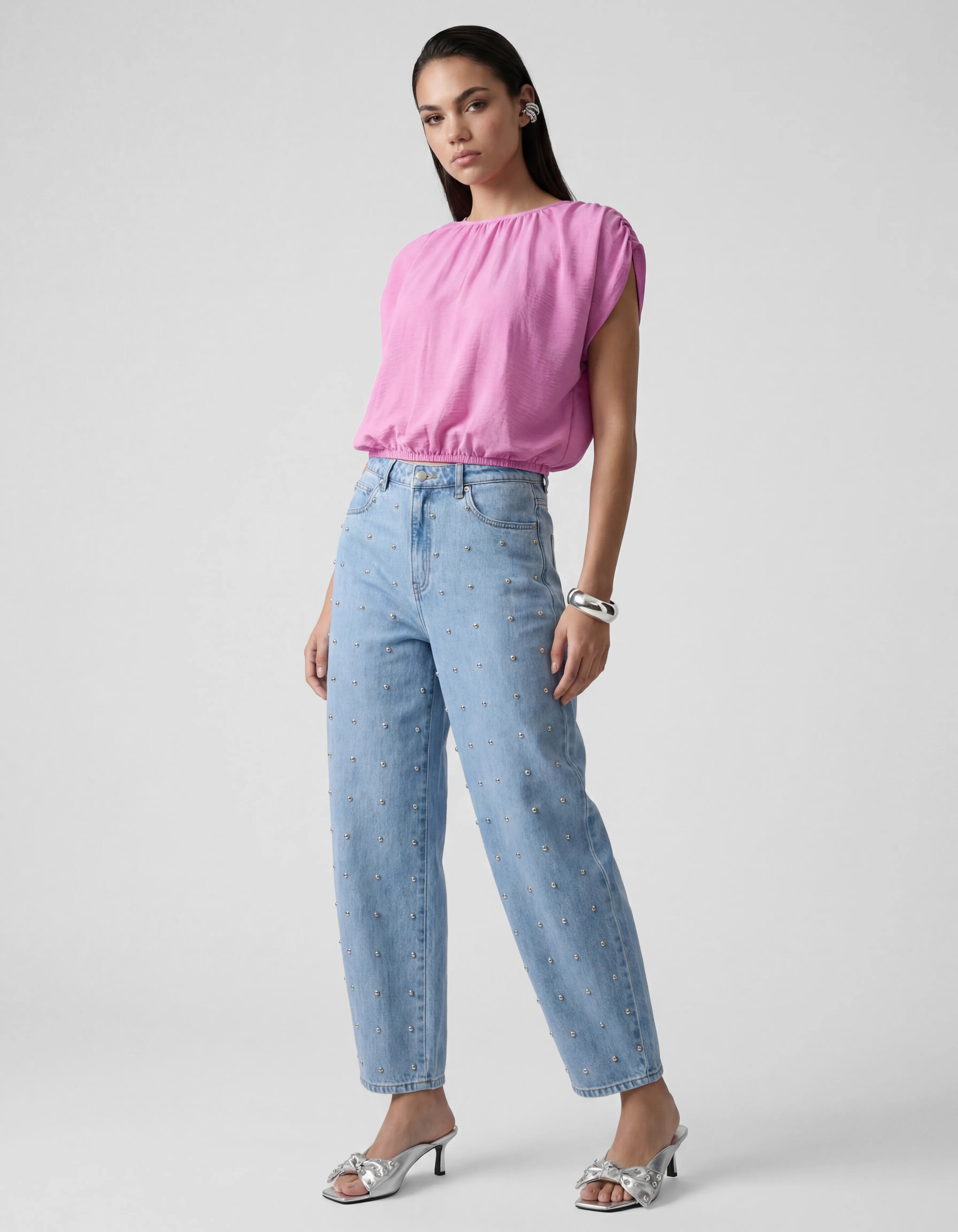 Cropped Twist Top Roze SHOEBY WOMEN