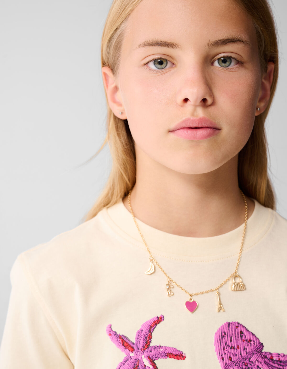 Mixed Sea Artwork T-shirt Gebroken Wit SHOEBY GIRLS