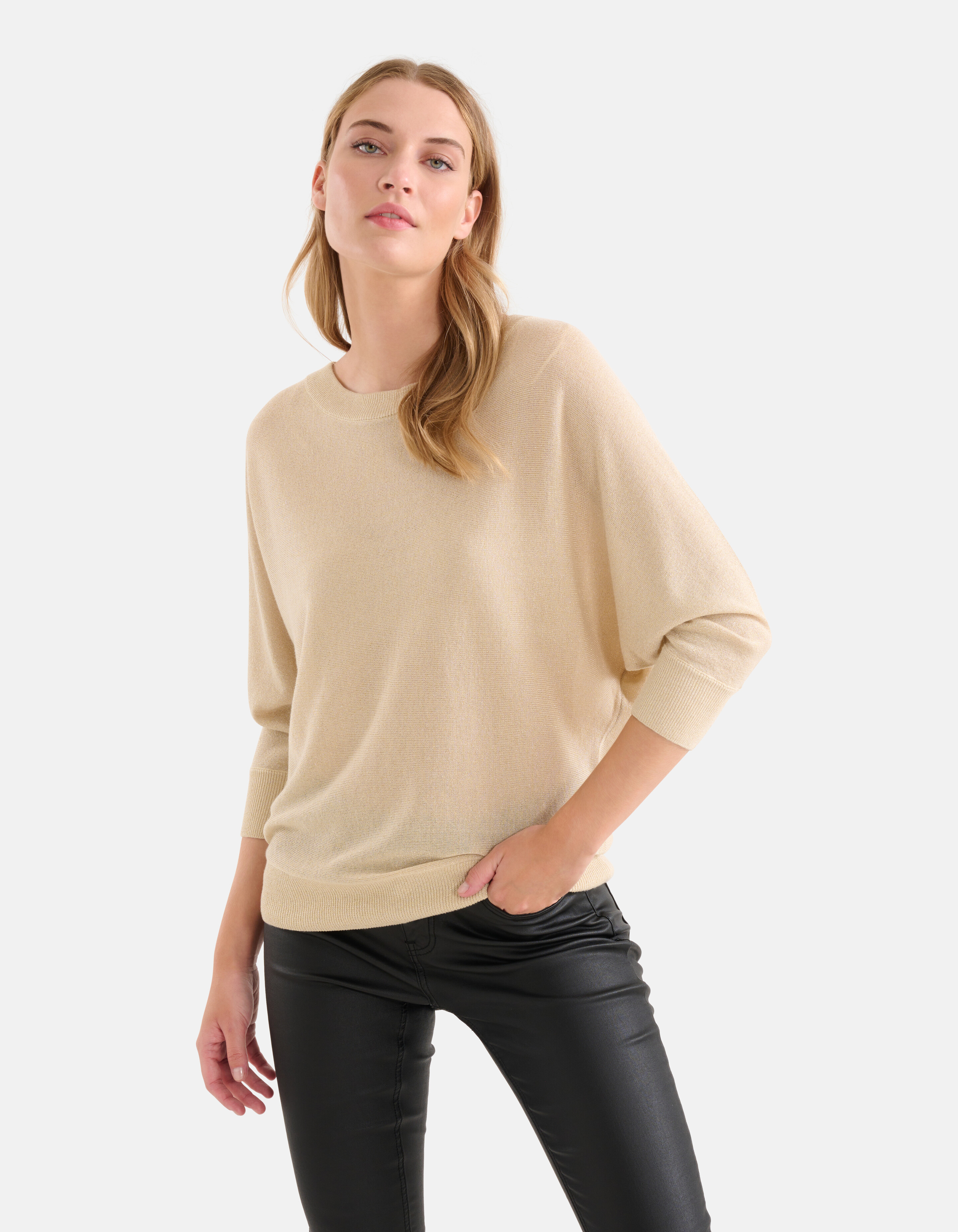 Glitter Vleermuismouwen Trui Beige SHOEBY WOMEN
