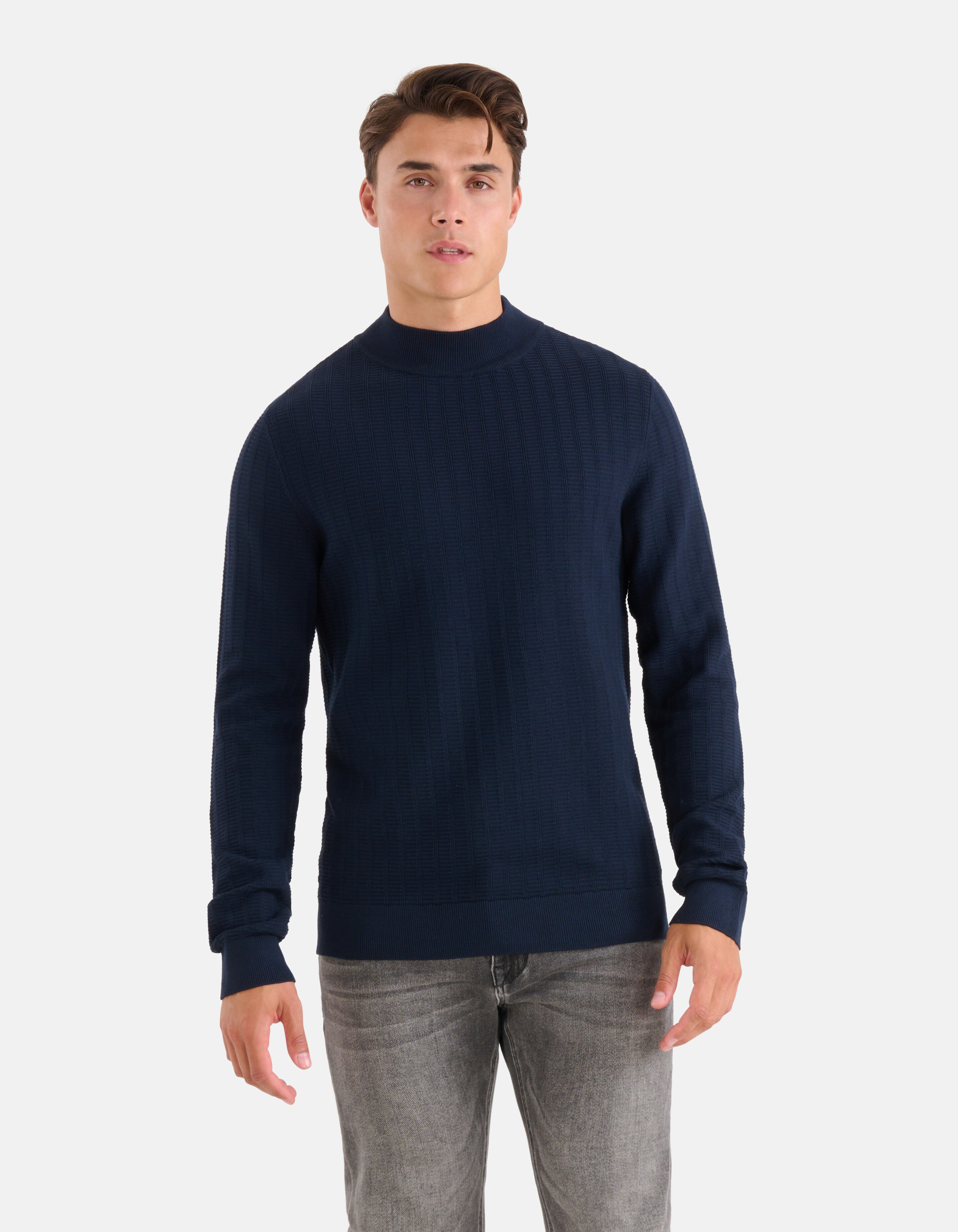 Structuur Trui Donkerblauw SHOEBY MEN