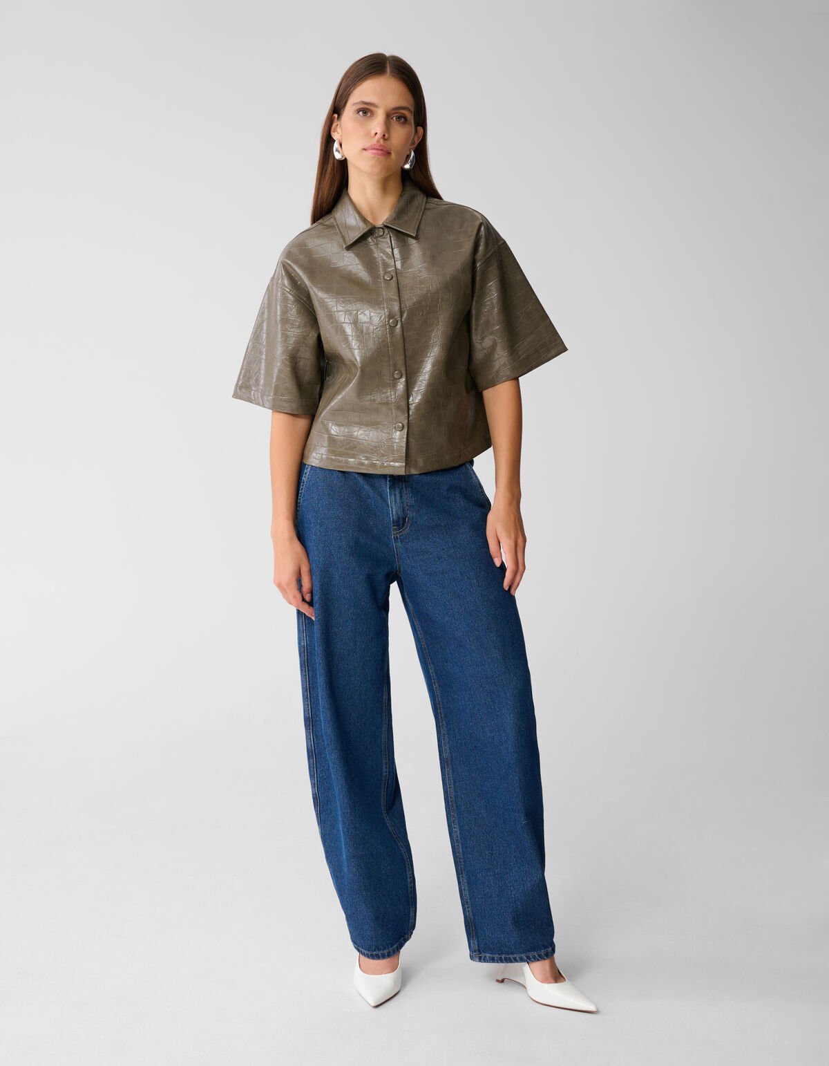 Croco Blouse Donkergroen By Mieke SHOEBY WOMEN