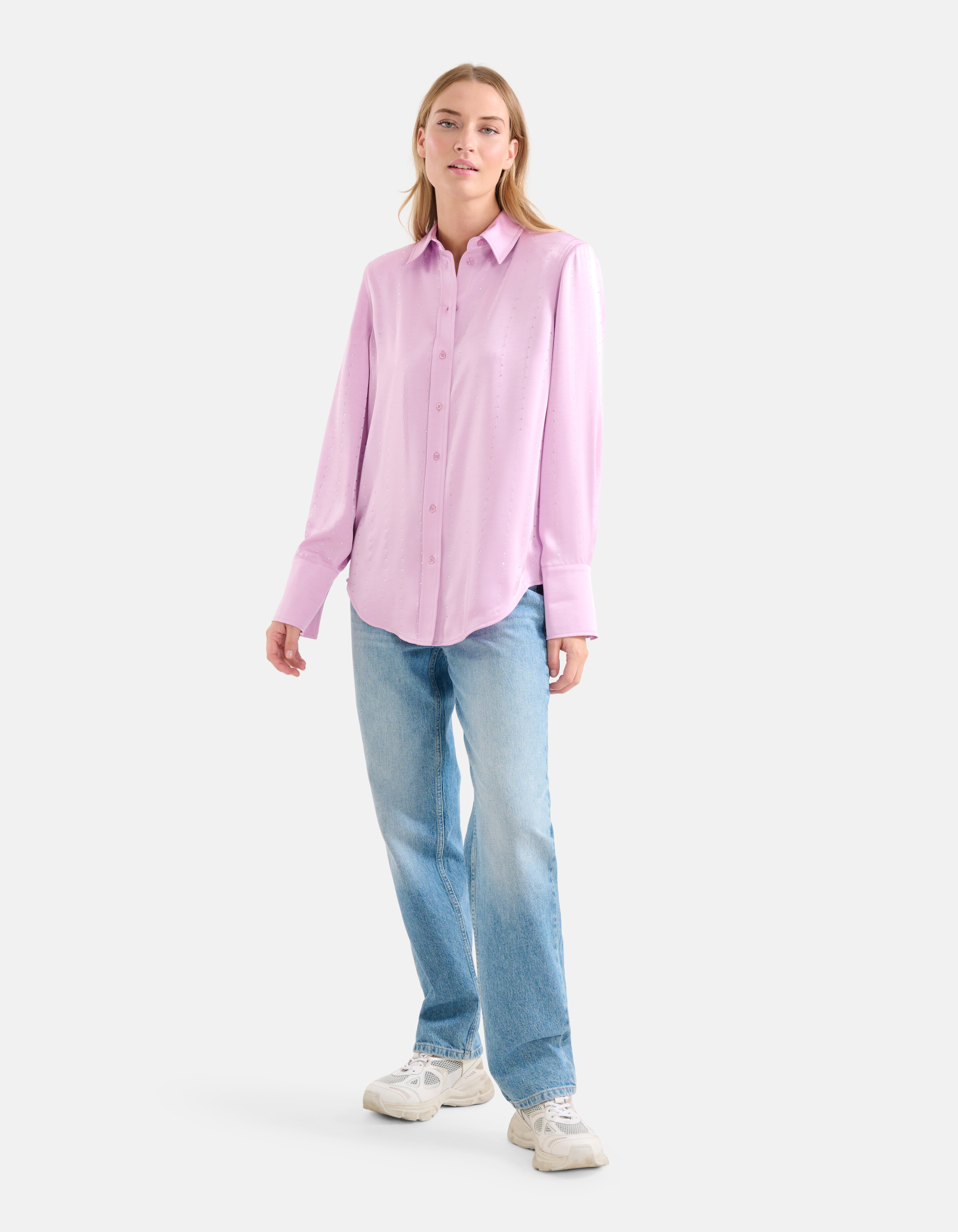 Satijnen Strass Blouse Lichtroze SHOEBY WOMEN