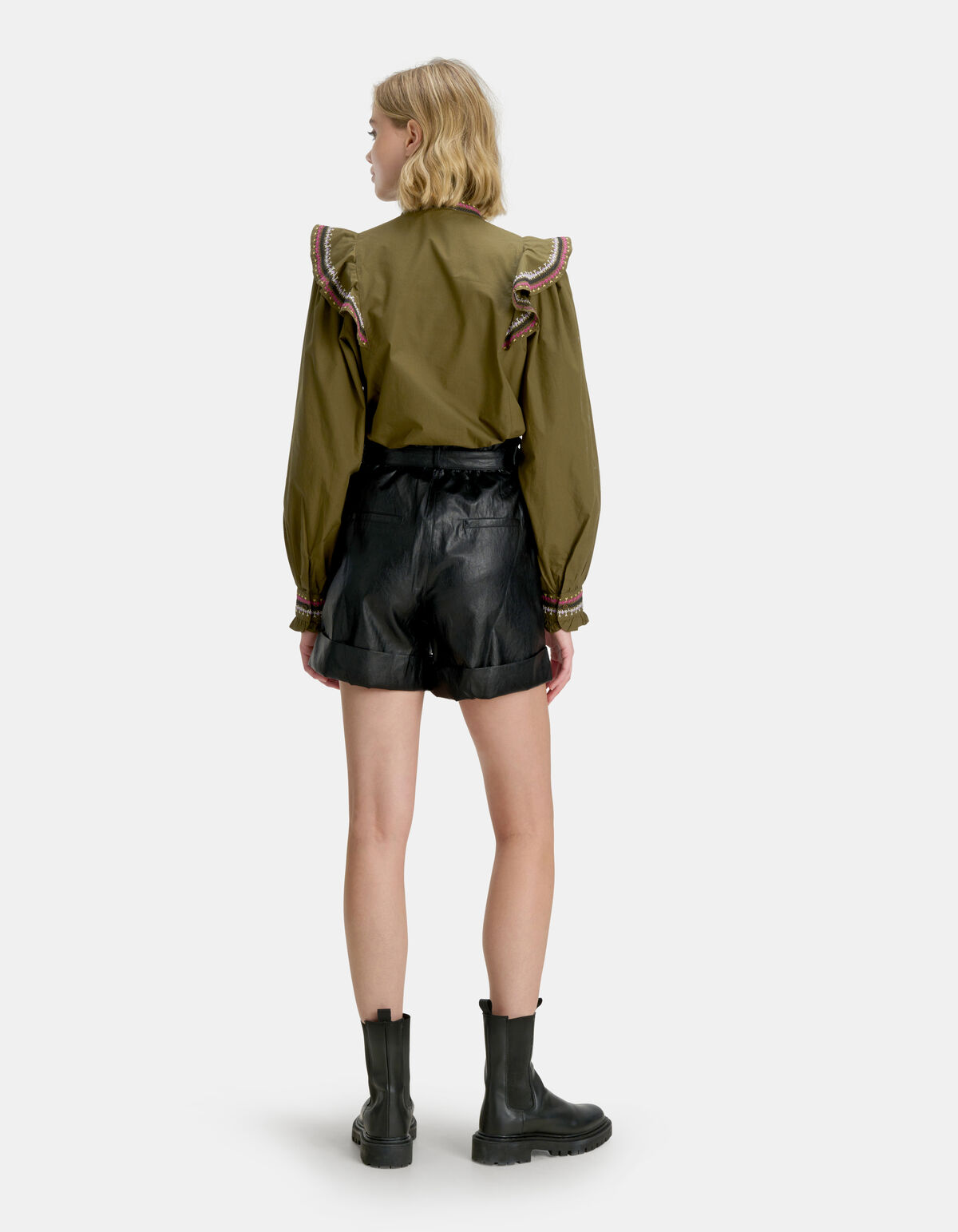 Embroidery Blouse Donkergroen SHOEBY WOMEN