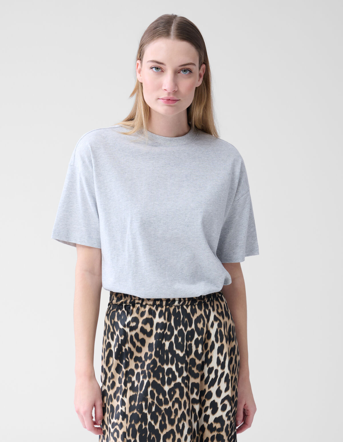 Oversized Basis T-shirt Lichtgrijs SHOEBY WOMEN