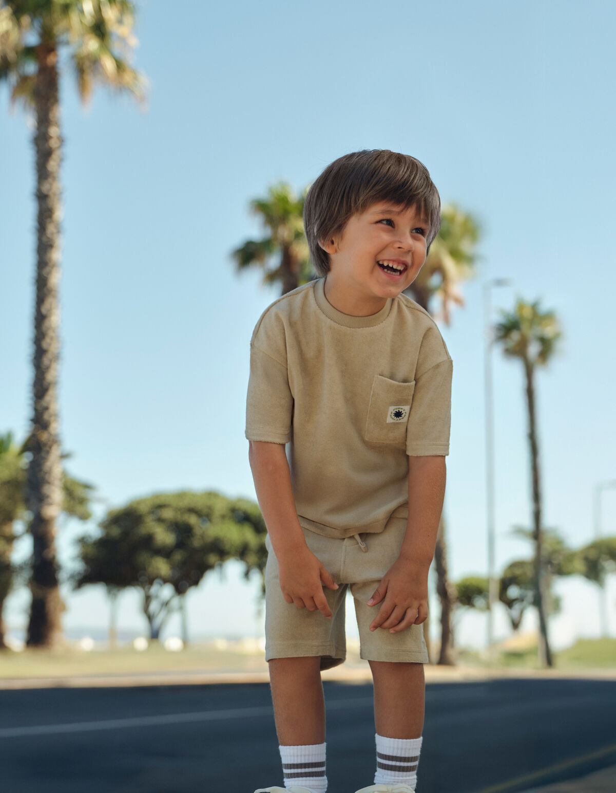 Towelling Relaxed T-shirt Beige SHOEBY BOYS