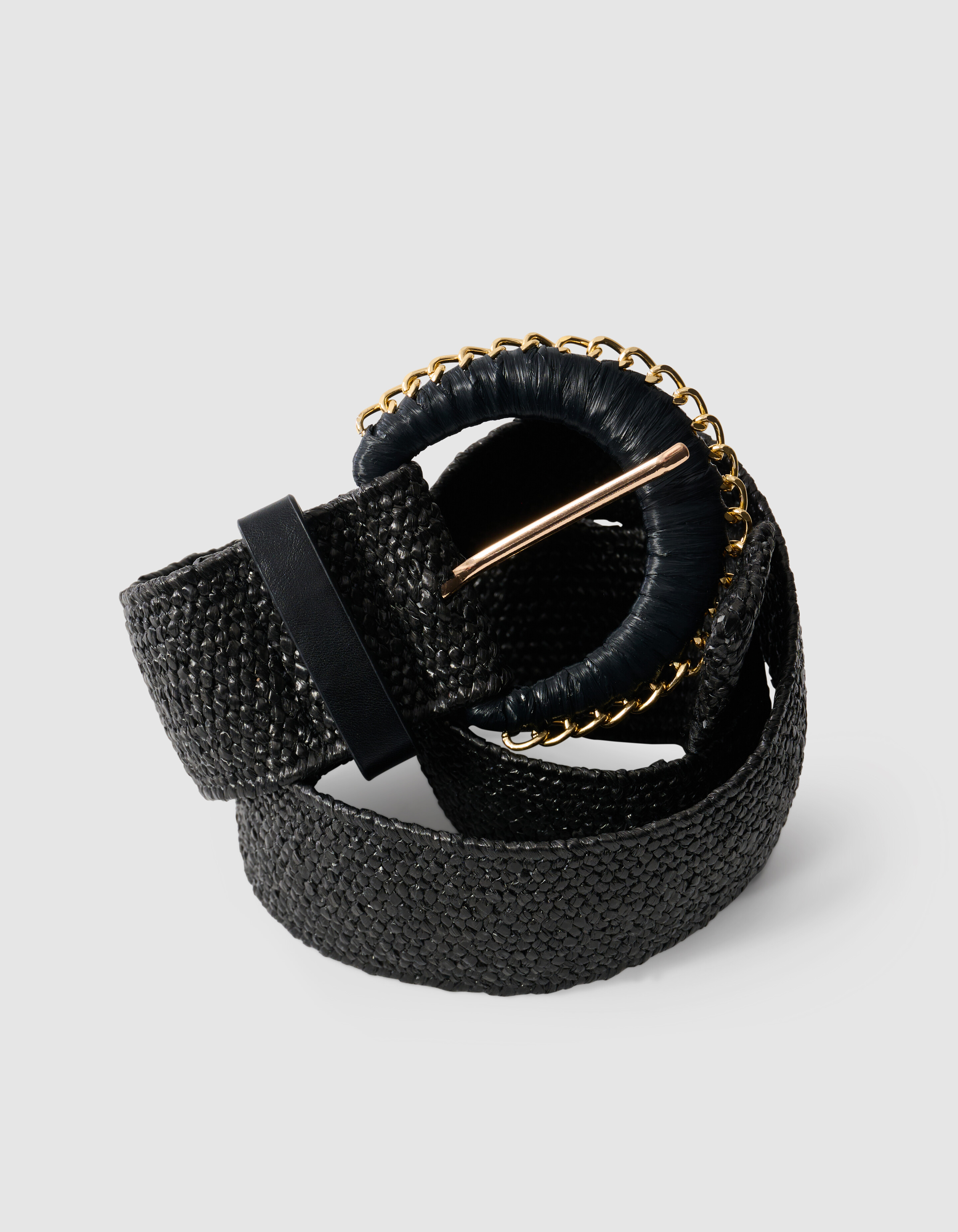 Chained Raffia Riem Zwart SHOEBY ACCESSOIRES