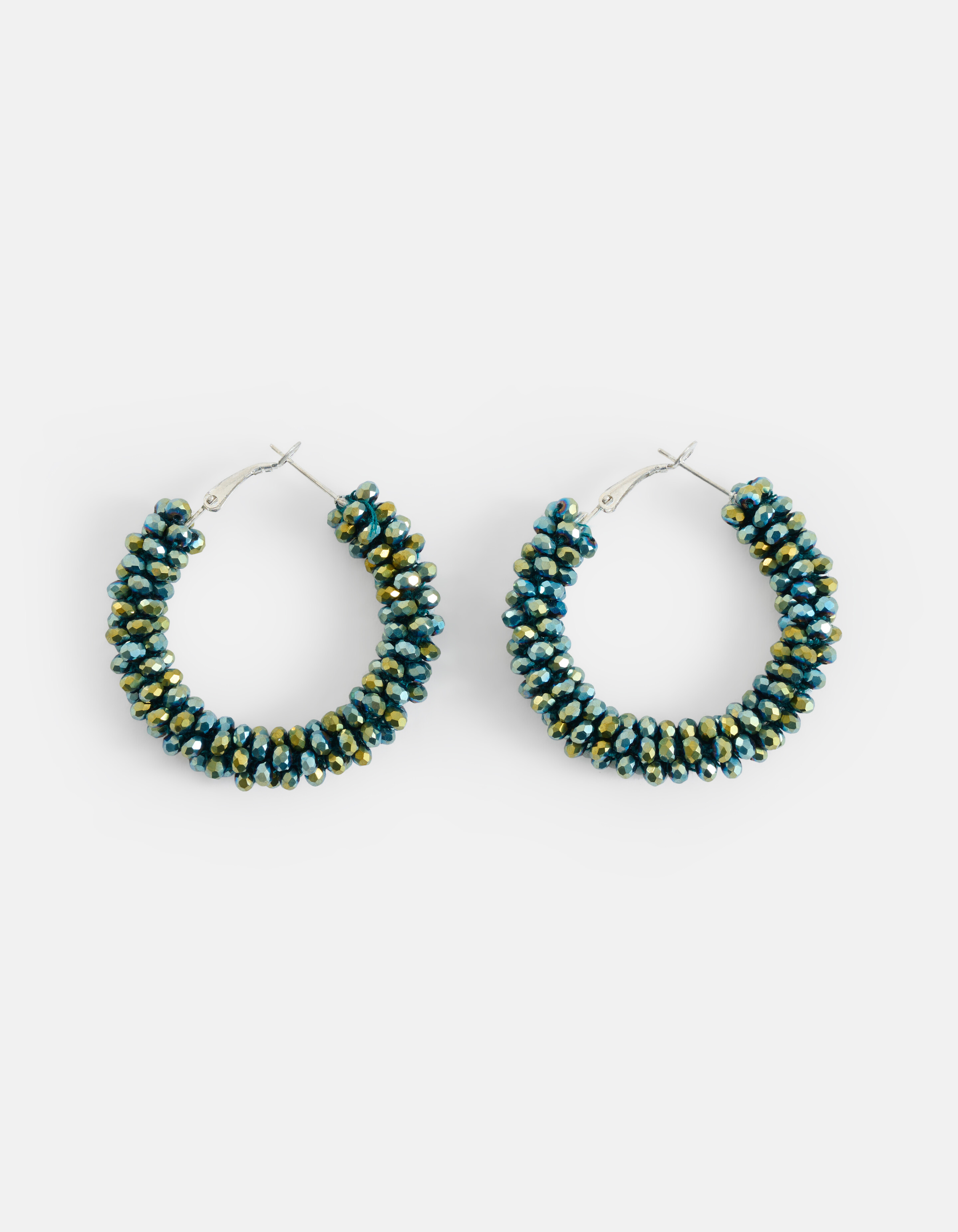 Beaded Hoops Oorbellen Donkergroen SHOEBY ACCESSOIRES