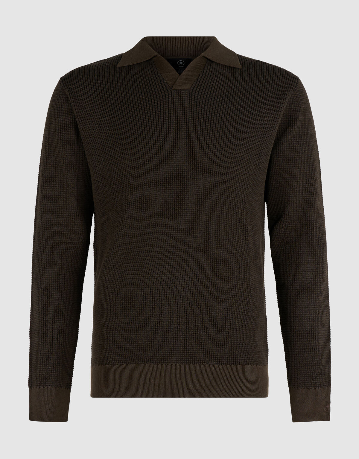 Gebreide Longsleeve Polo Trui Donkerbruin SHOEBY MEN