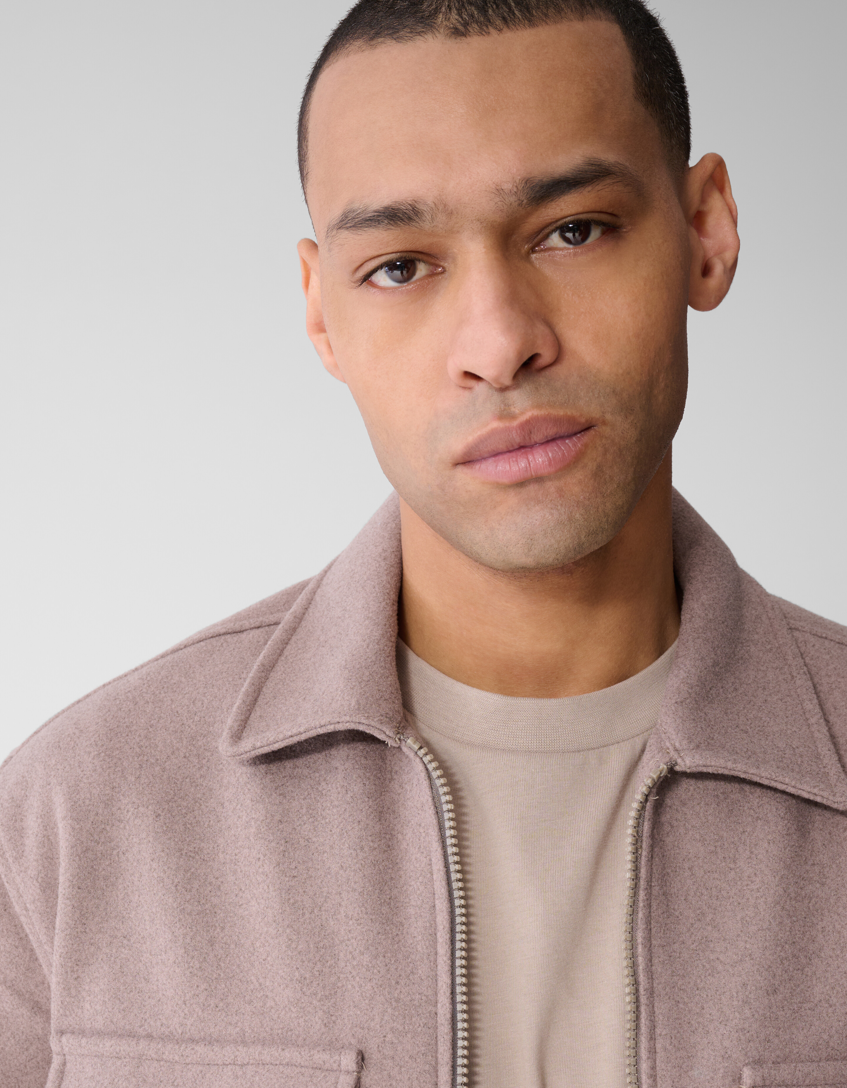 Soft Zip Overshirt Lichtbruin SHOEBY MEN