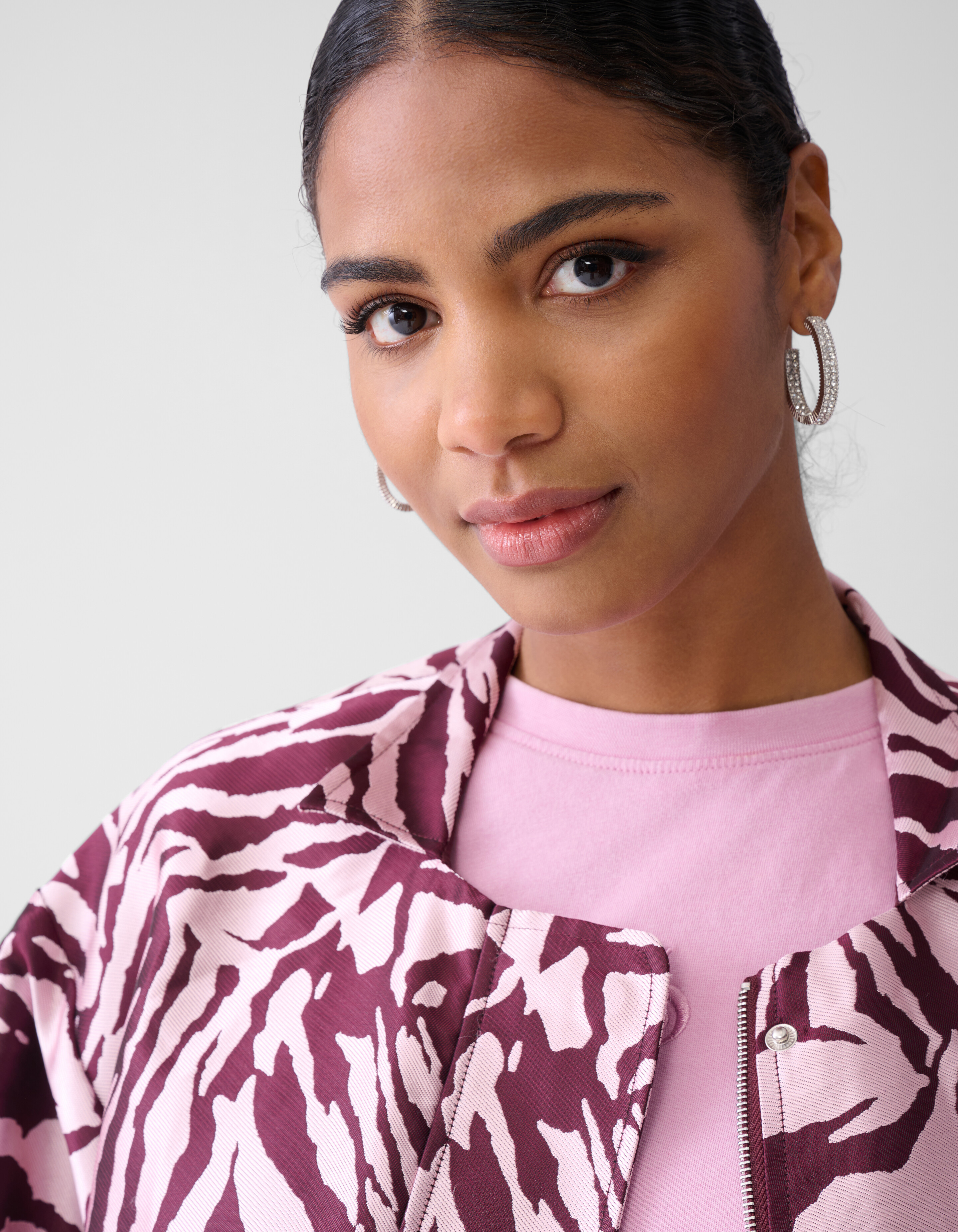 Printed Bomber Donkerrood SHOEBY WOMEN