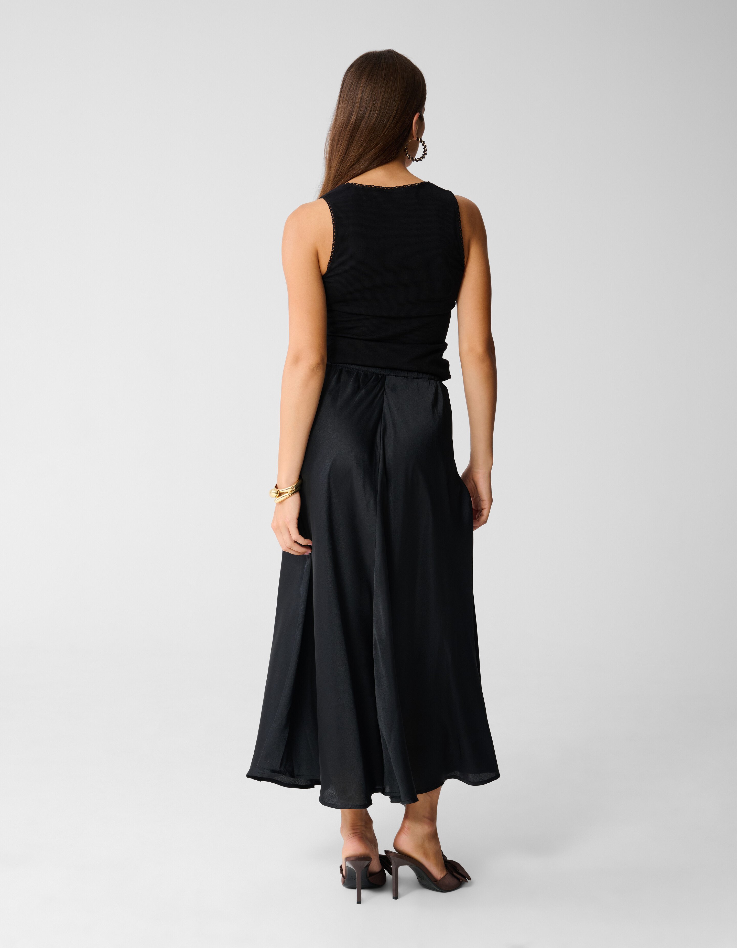 Satijnen Maxi Rok Zwart SHOEBY WOMEN