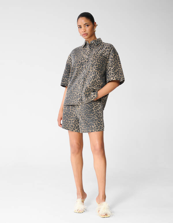 Leopard Denim Short Bruin SHOEBY WOMEN