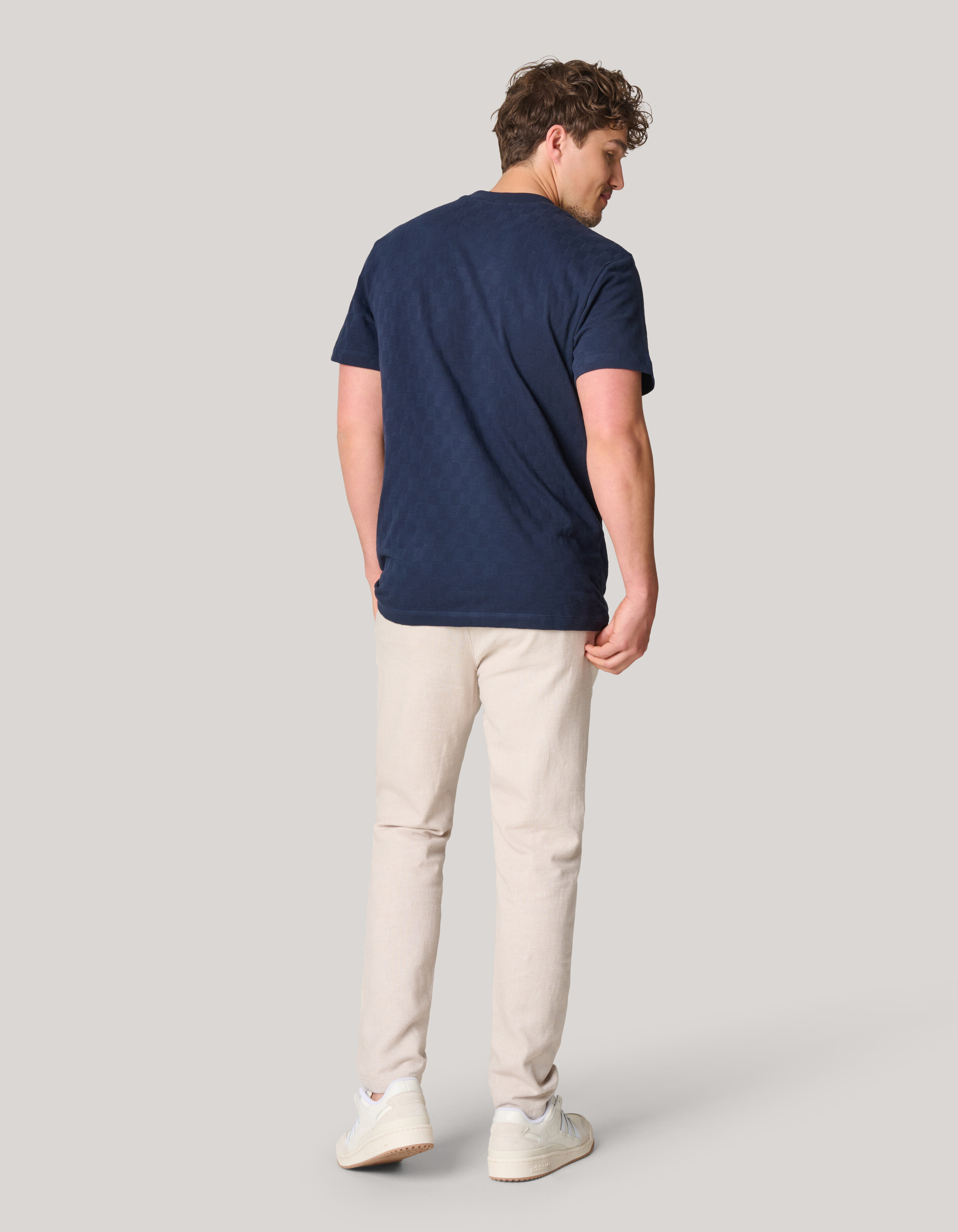 Block Structuur T-shirt Donkerblauw SHOEBY MEN