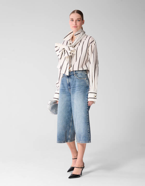 Gestreepte Jacquard Blouse Gebroken Wit By Mieke SHOEBY WOMEN