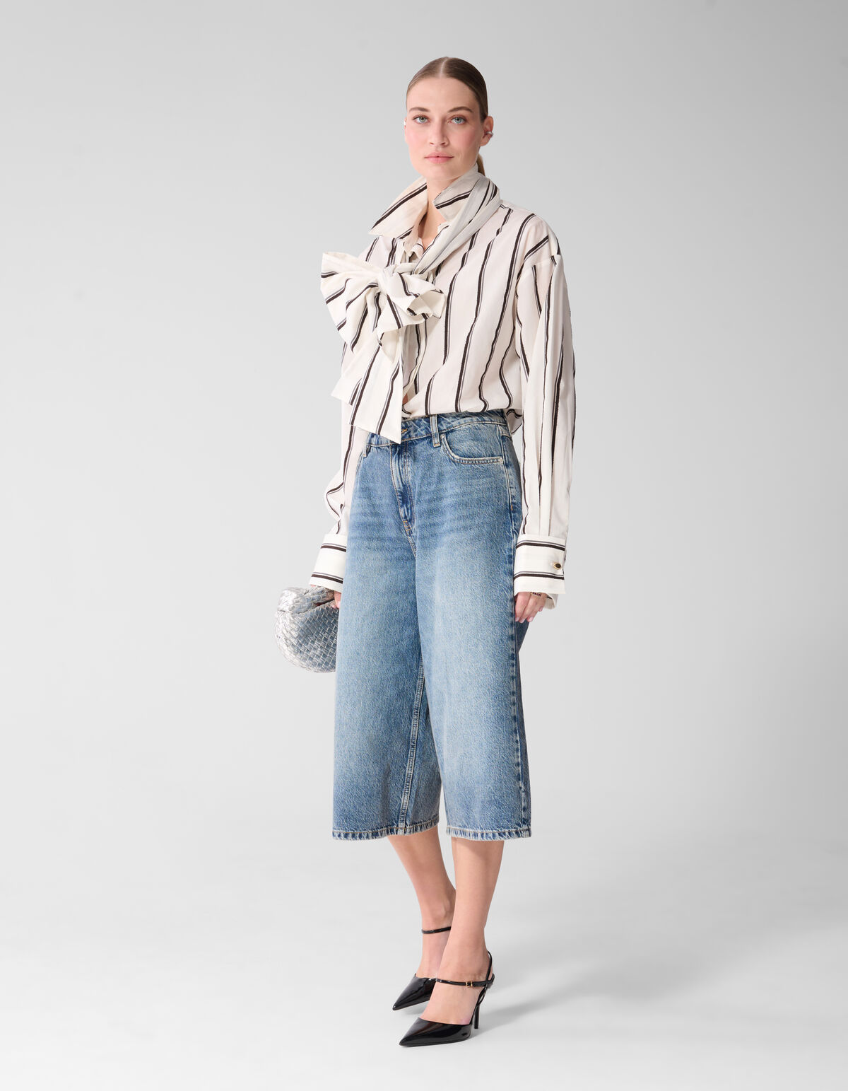 Gestreepte Jacquard Blouse Gebroken Wit By Mieke SHOEBY WOMEN