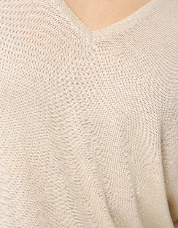 Glitter V-hals Trui Zand SHOEBY WOMEN