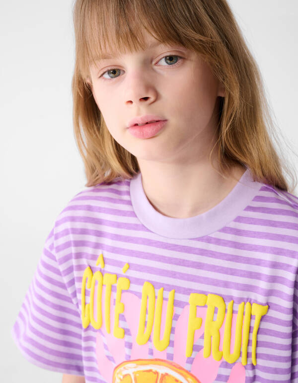 Striped Fruit Artwork T-shirt Lichtpaars SHOEBY GIRLS