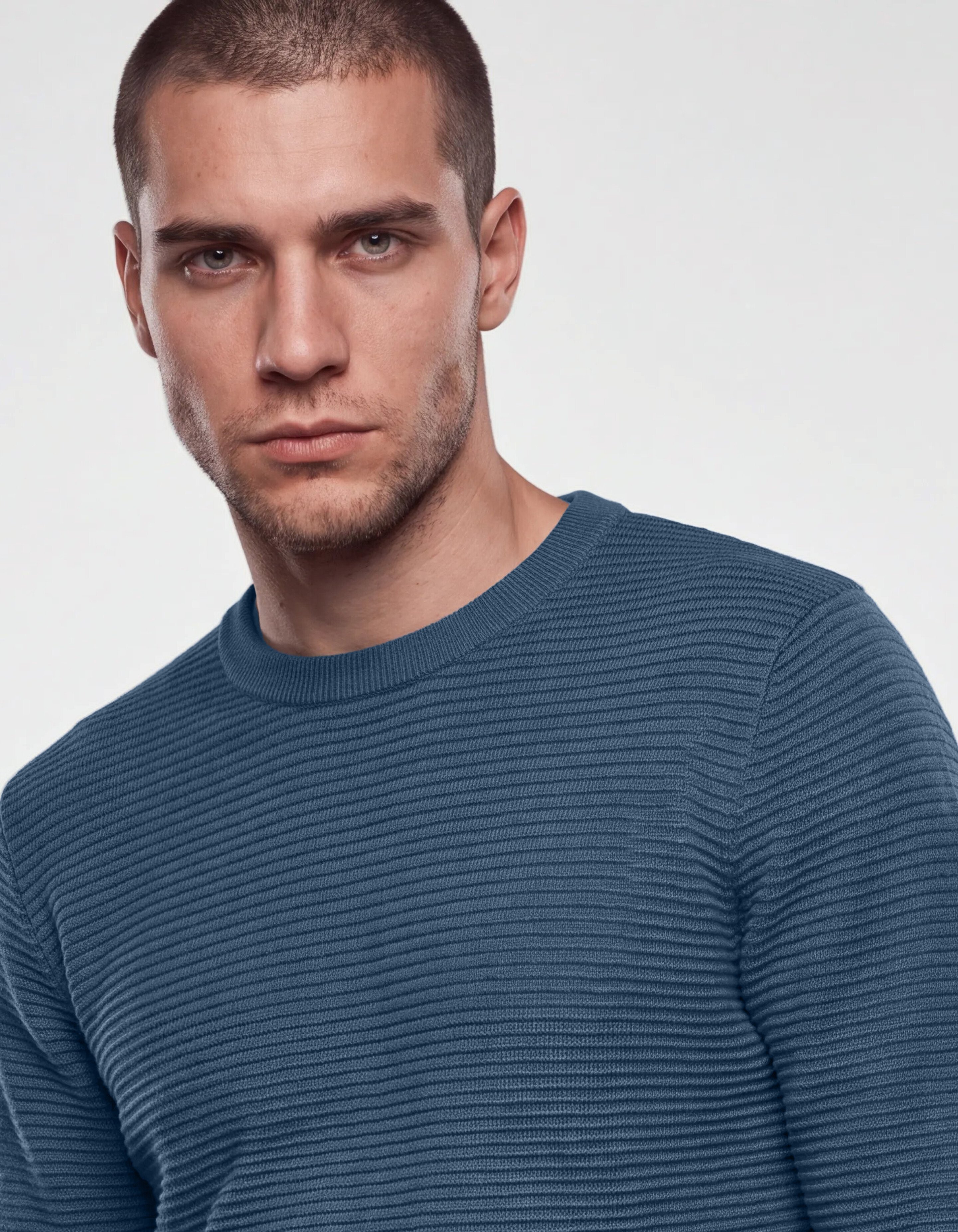Rib Gebreide Trui Donkerblauw SHOEBY MEN