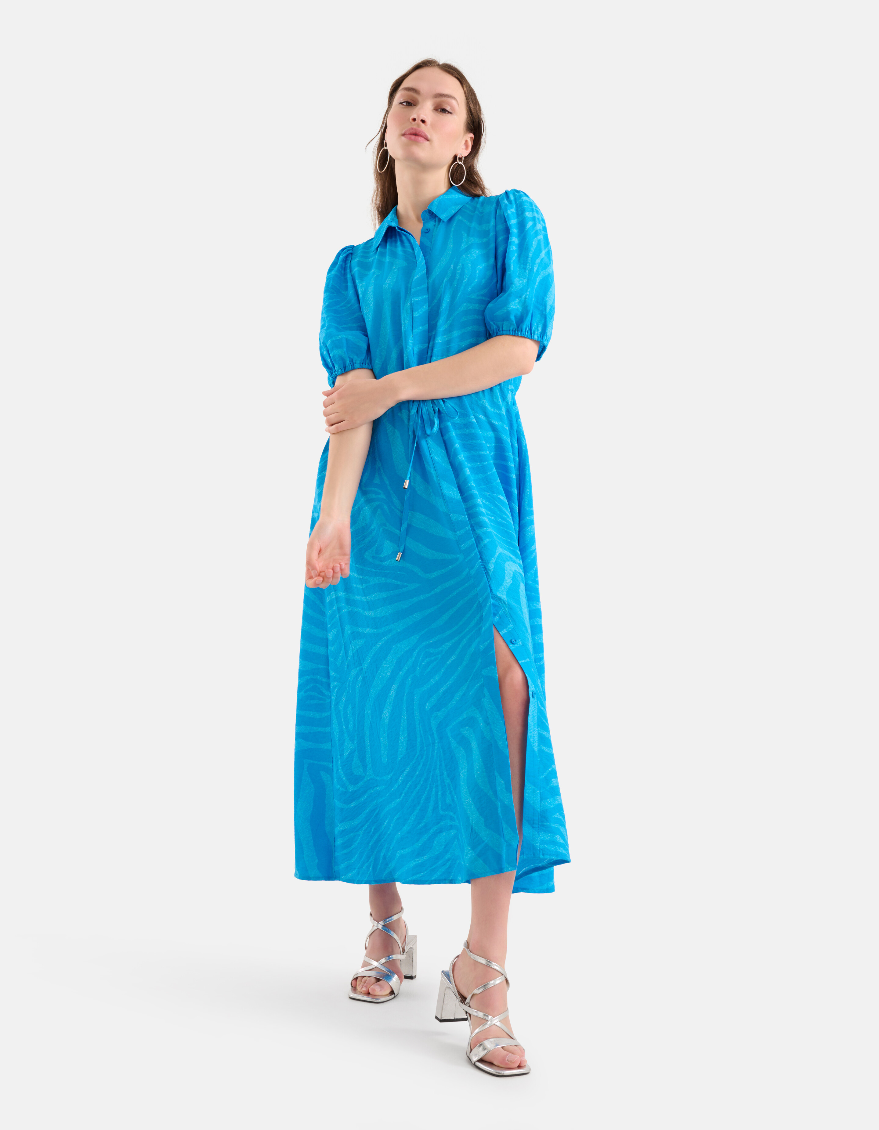 Zebra Print Maxi Jurk Blauw SHOEBY WOMEN