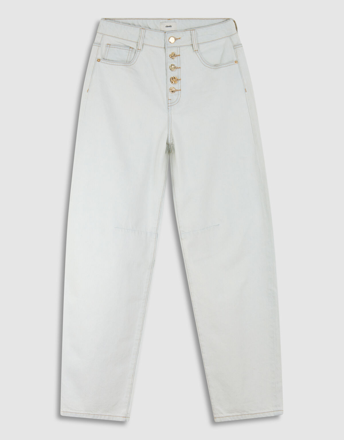 Fancy Button Barrel Fit Jeans Bleached SHOEBY WOMEN