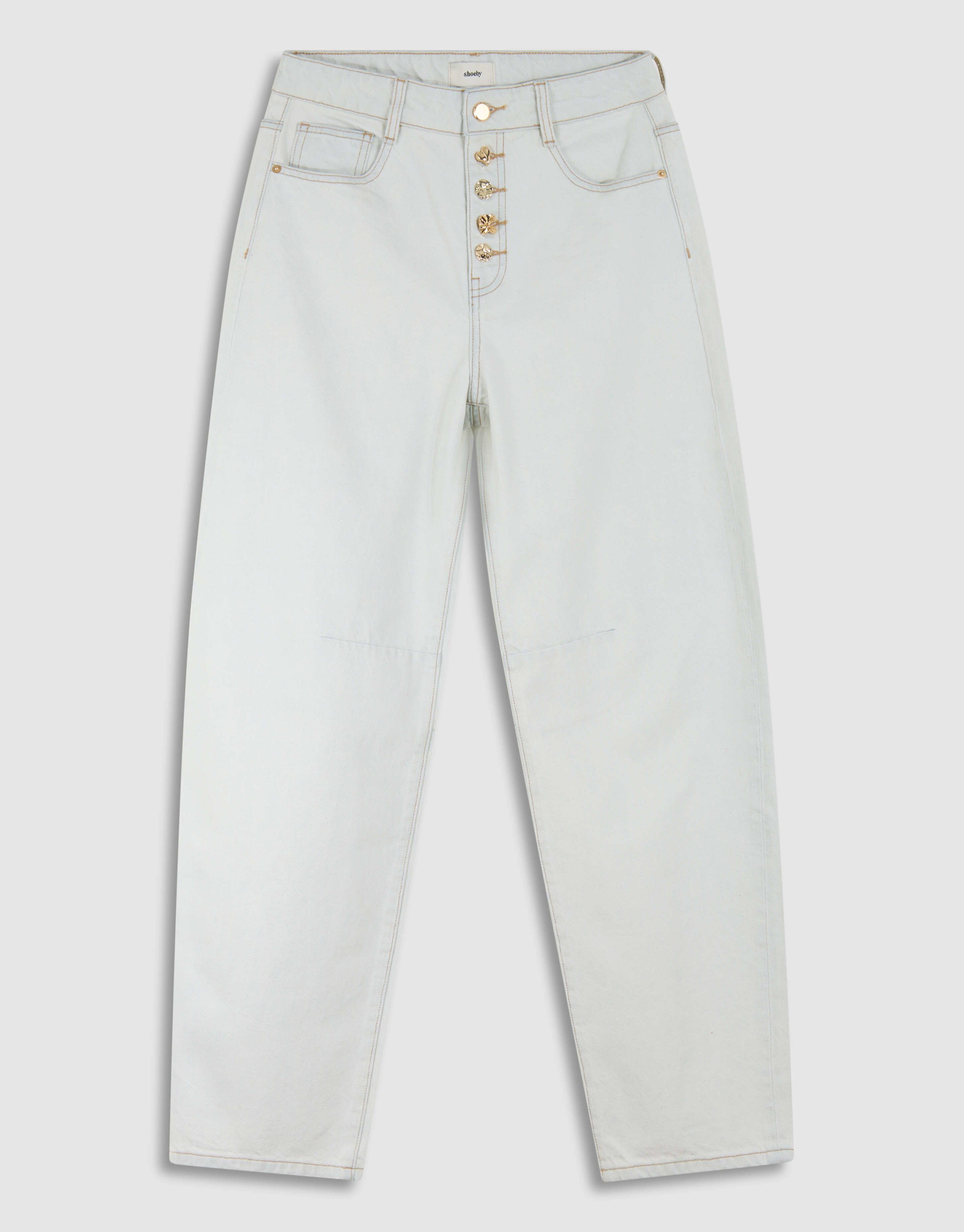 Fancy Button Barrel Fit Jeans Bleached SHOEBY WOMEN