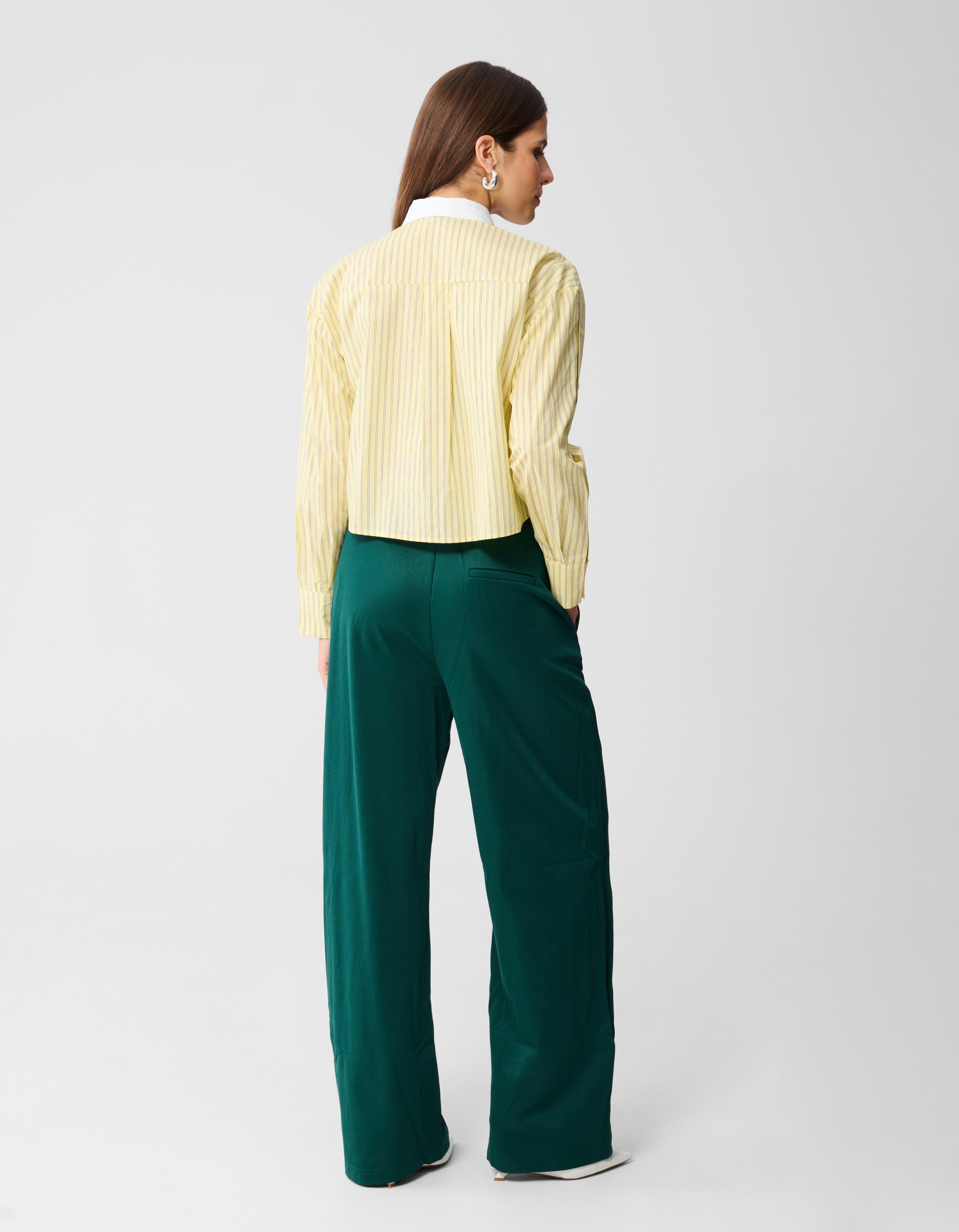 Cropped Strass Collar Blouse Lichtgeel SHOEBY WOMEN