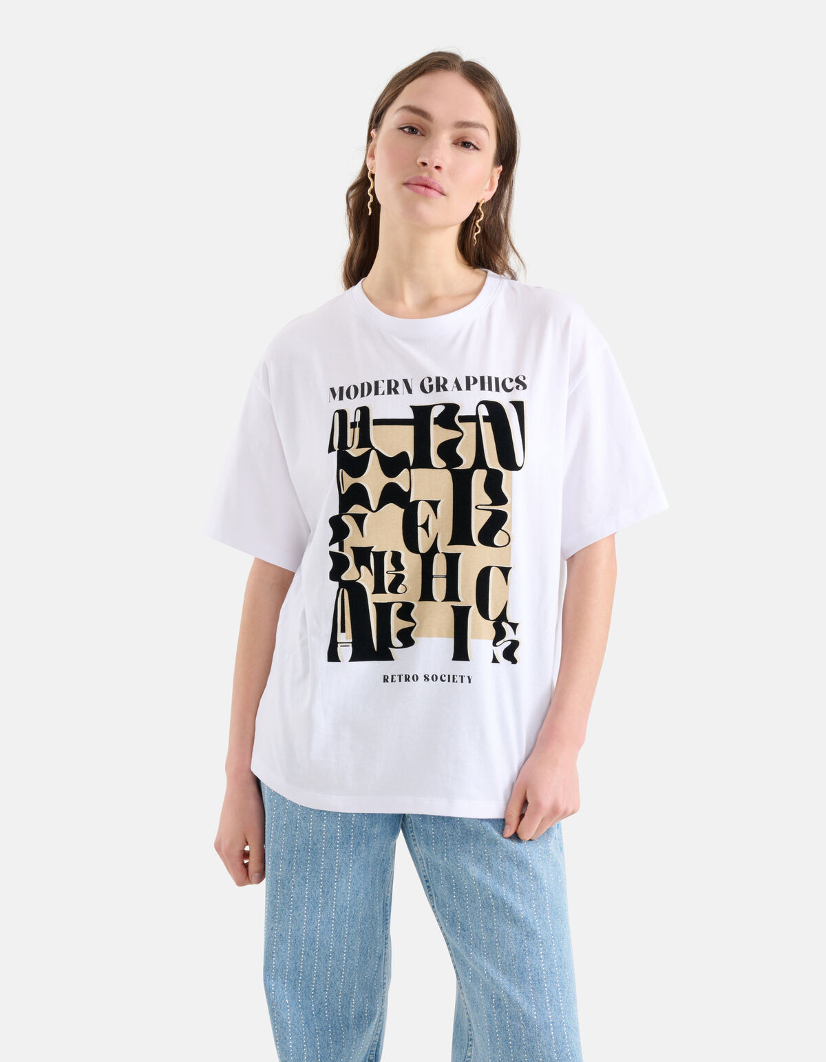 Grafisch Artwork T-shirt Wit SHOEBY WOMEN