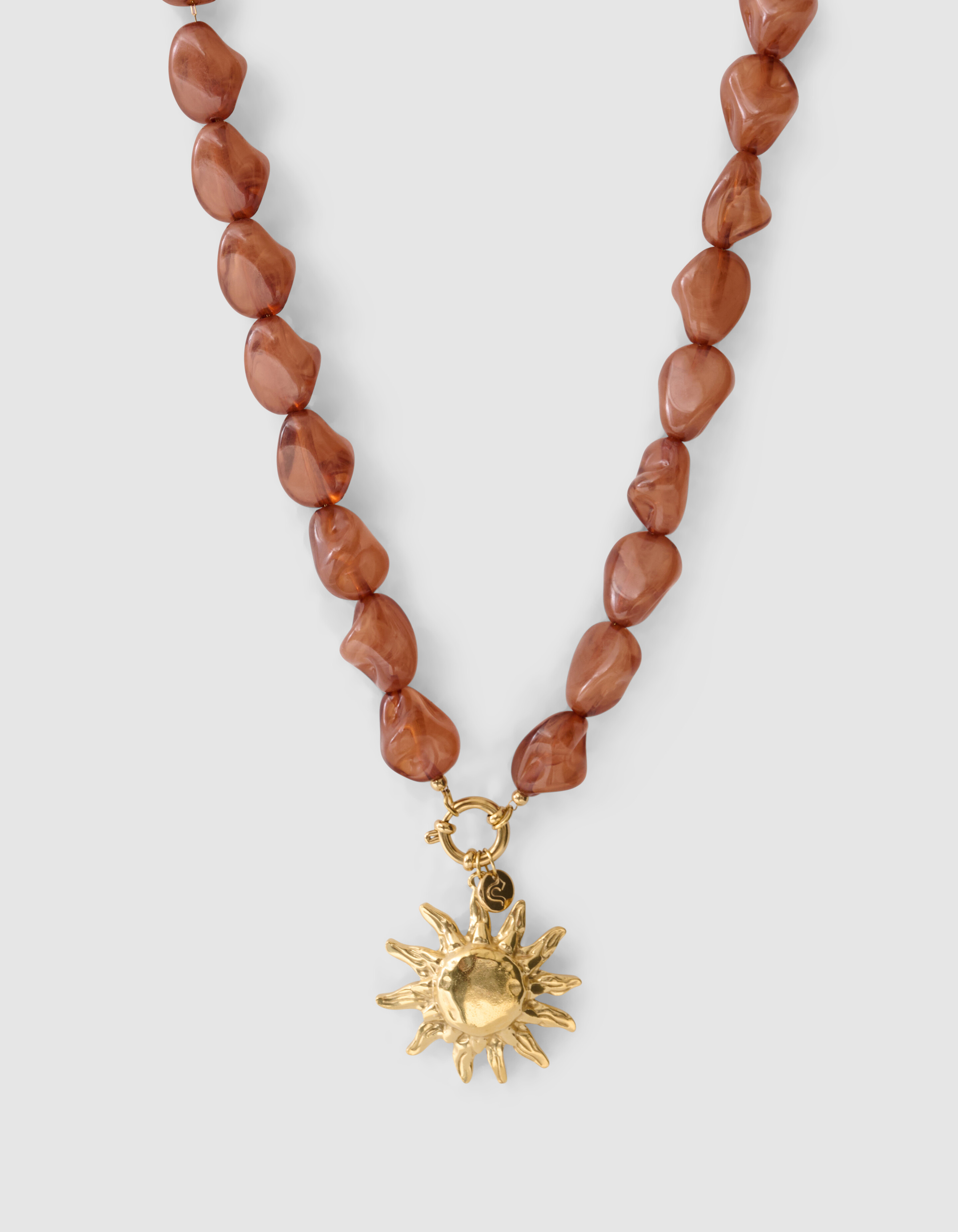 Big Beaded Sun Ketting Bruin SHOEBY ACCESSOIRES