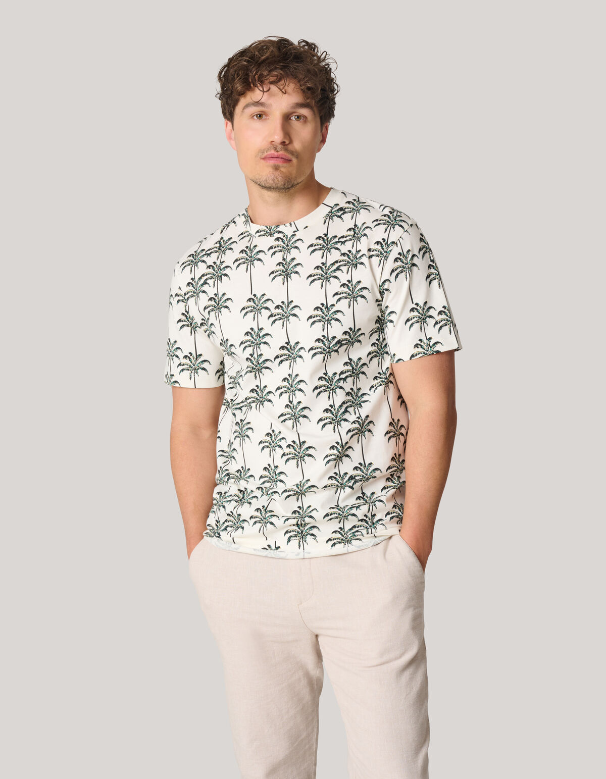 Printed T-shirt Gebroken Wit SHOEBY MEN