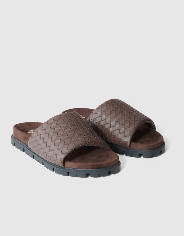 Braided Slipper Donkerbruin SHOEBY SHOES