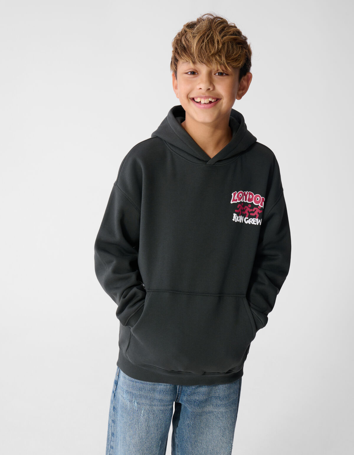 Oversized Run Hoodie Donkergrijs SHOEBY BOYS