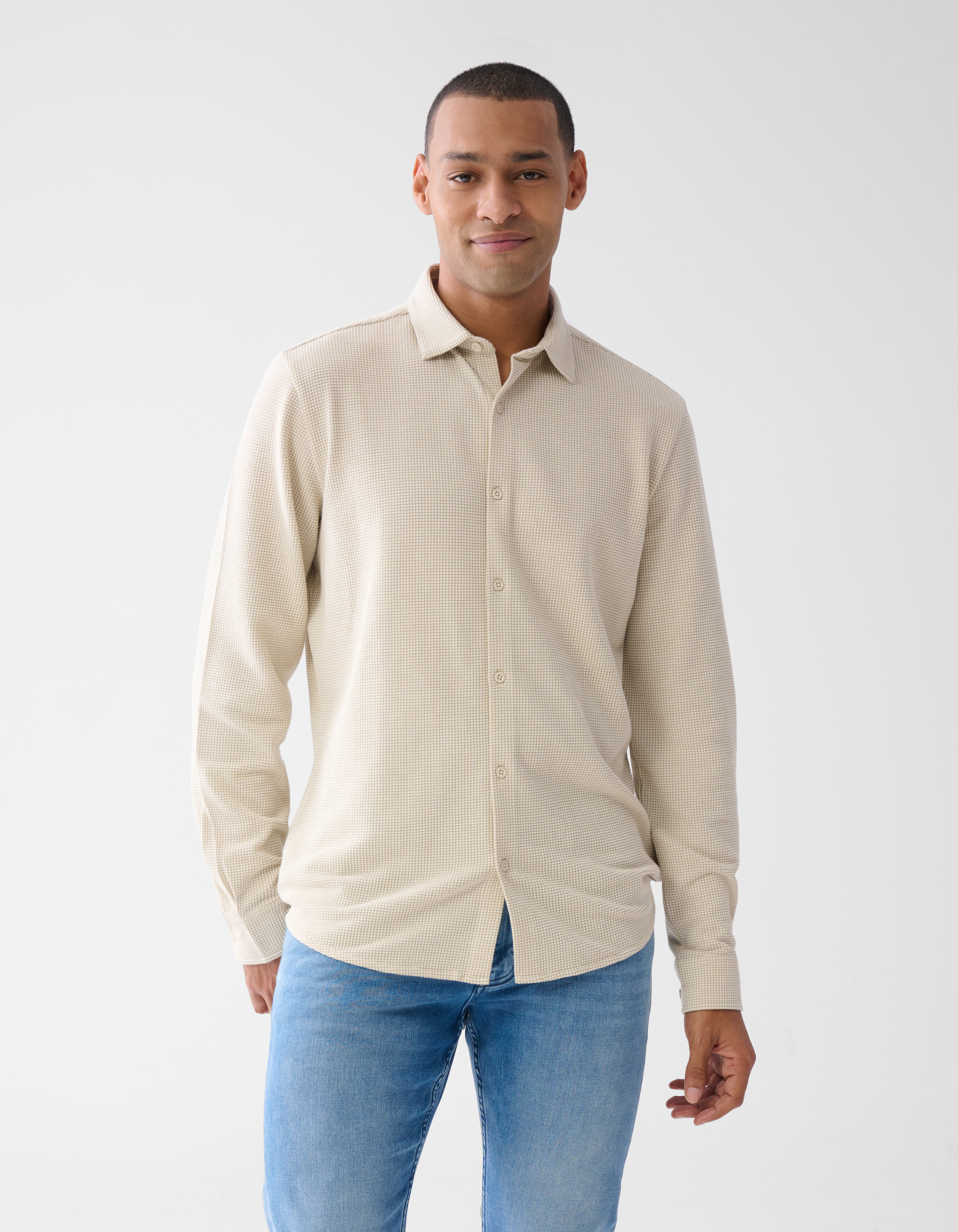 Structuur Overhemd Zand SHOEBY MEN