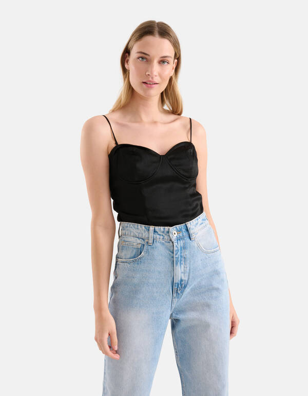 Satijnen Corset Top Zwart SHOEBY WOMEN