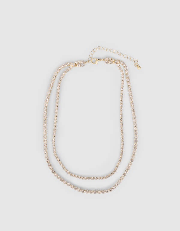 Double Layer Strass Ketting Goud SHOEBY ACCESSOIRES