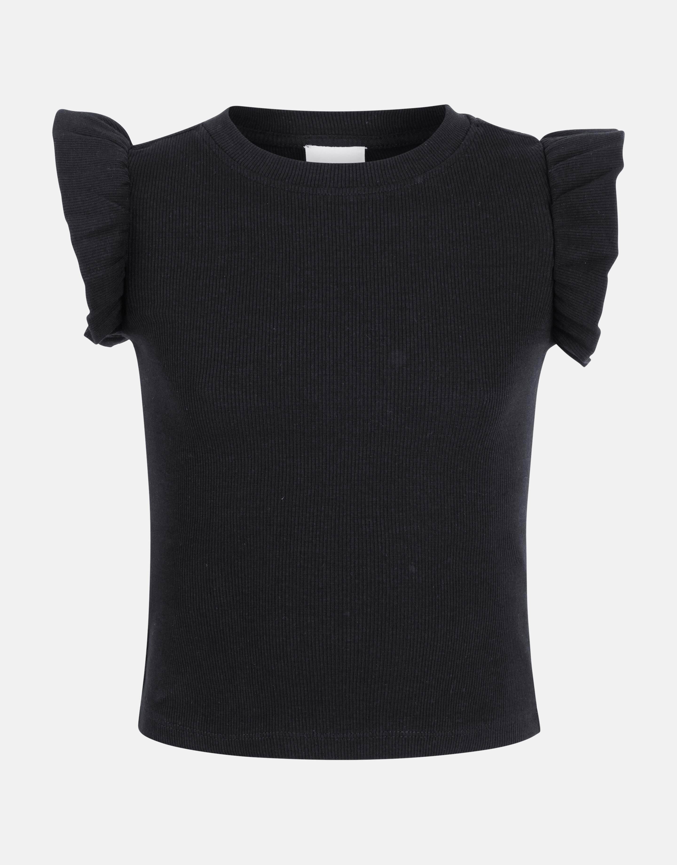 Ruffle Rib Top Zwart SHOEBY GIRLS