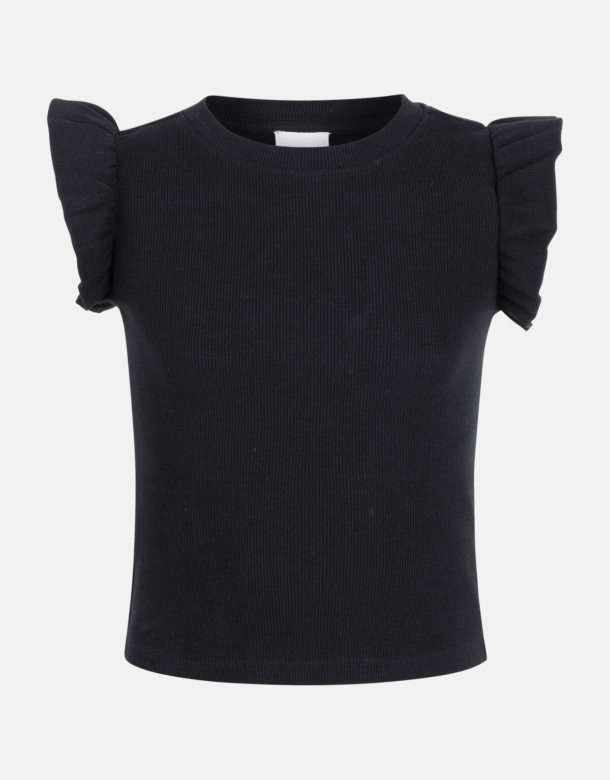 Ruffle Rib Top Zwart SHOEBY GIRLS