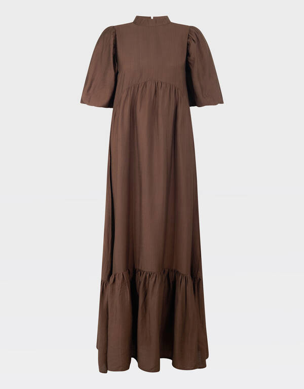 Ruffle Maxi Jurk Bruin SHOEBY WOMEN