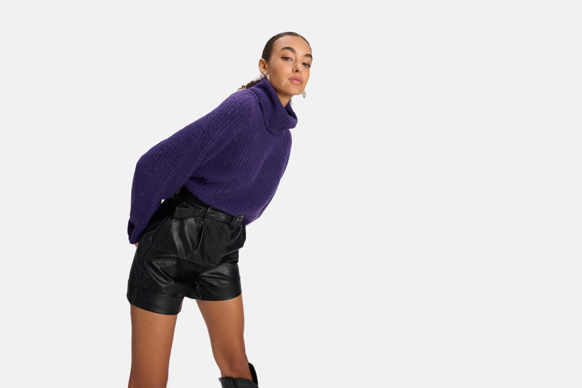 Grof Gebreide Coltrui Paars SHOEBY WOMEN