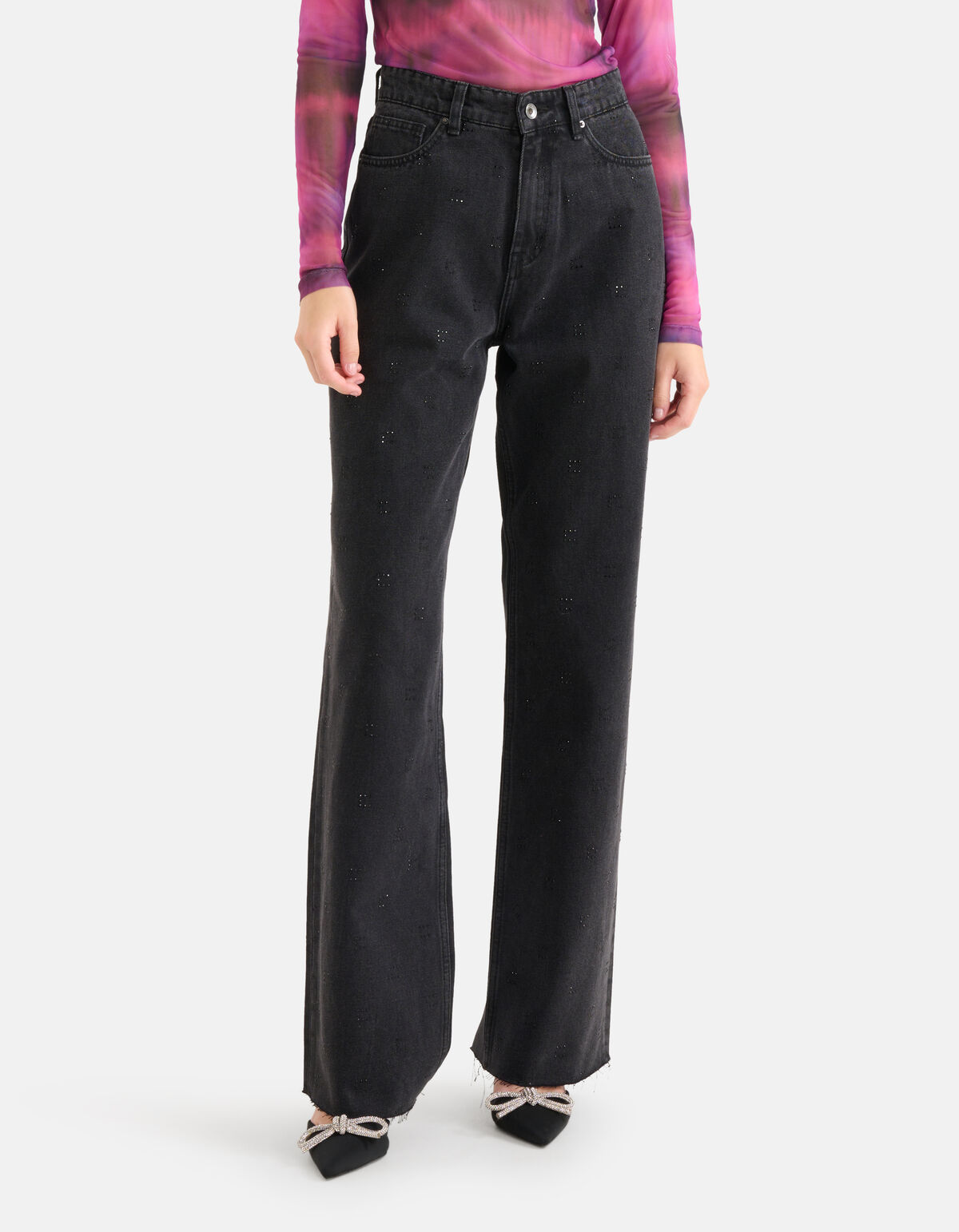 Strass Wide Leg Jeans Zwart SHOEBY WOMEN