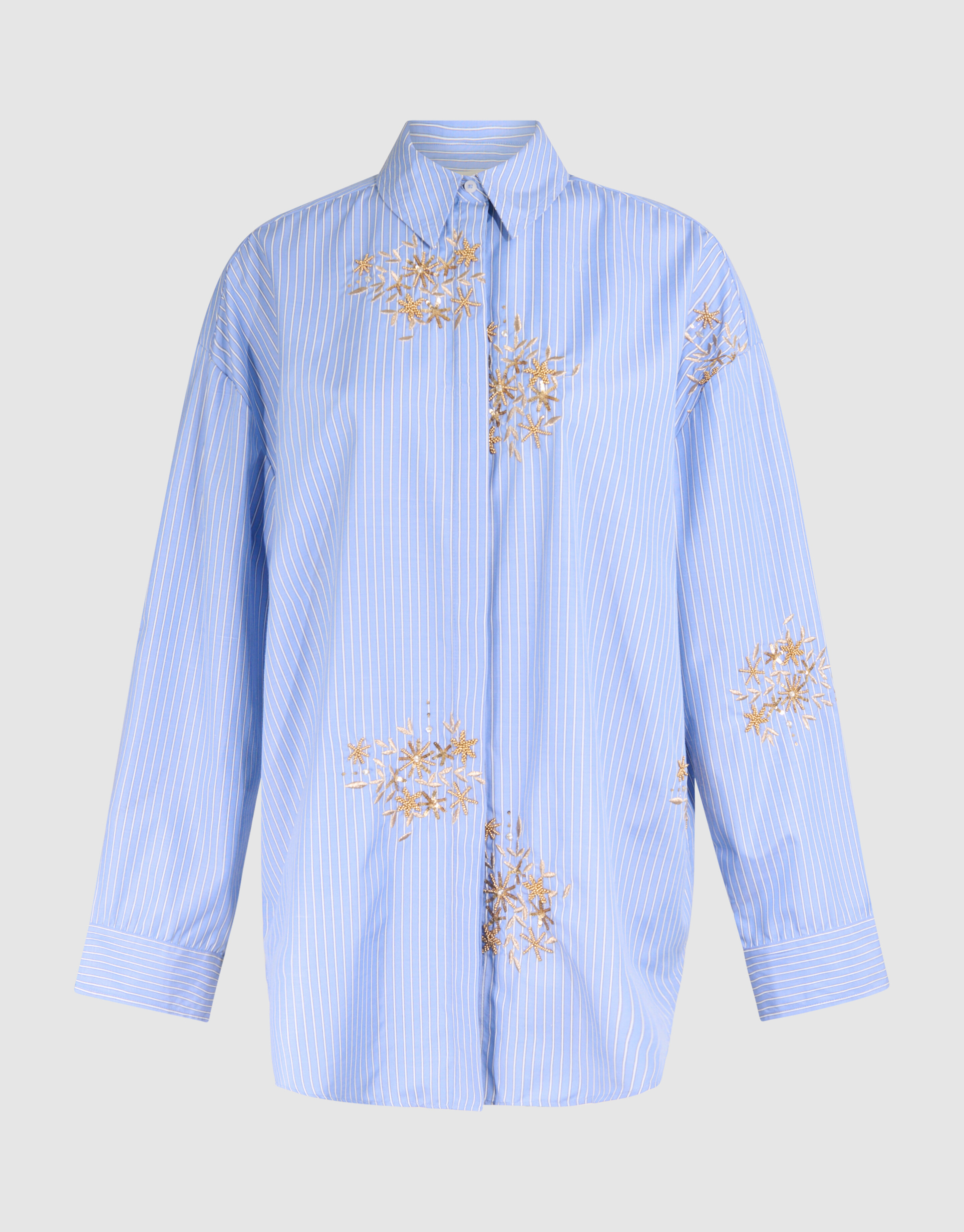 Pinstripe Embroidery Blouse Blauw By Mieke SHOEBY WOMEN